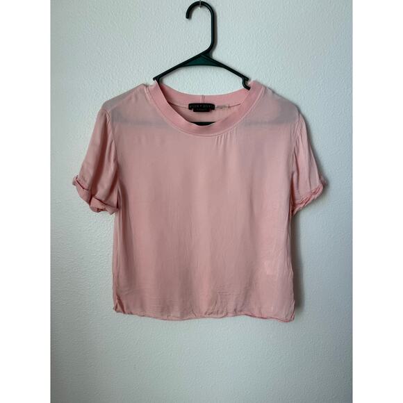 Alice + Olivia Classics Jann Boxy Short Sleeve Pink Top Size Medium - Picture 3 of 8